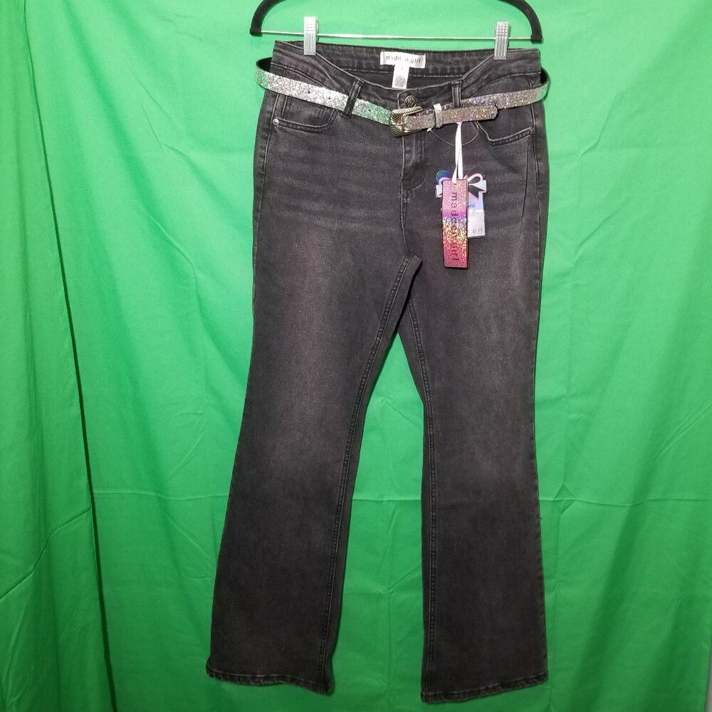 Madden Girl Wrapped in Style Black Wide Leg Jeans Size‎ 9 Retro Streetwear NWT